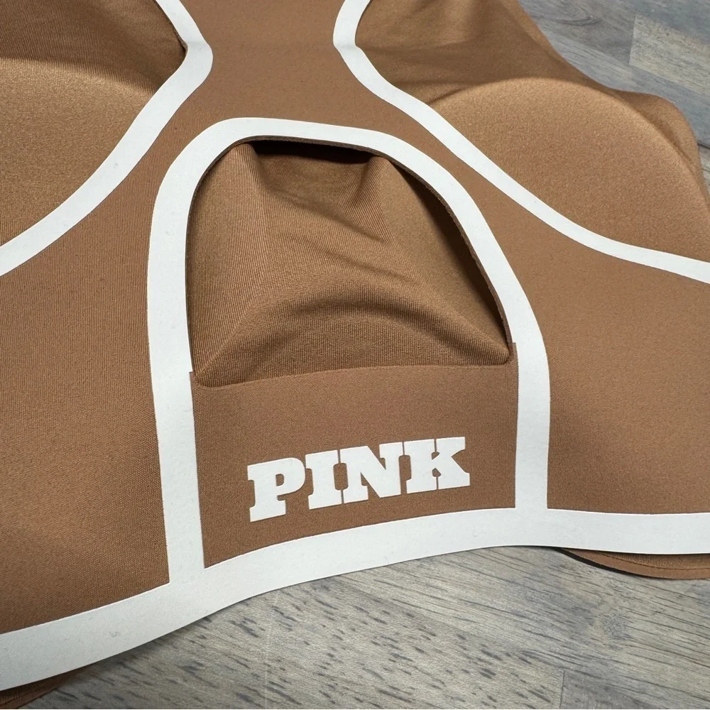 Victoria’s Secret PINK Brown Relay Logo High Neck Sports Bra Medium New with tag
